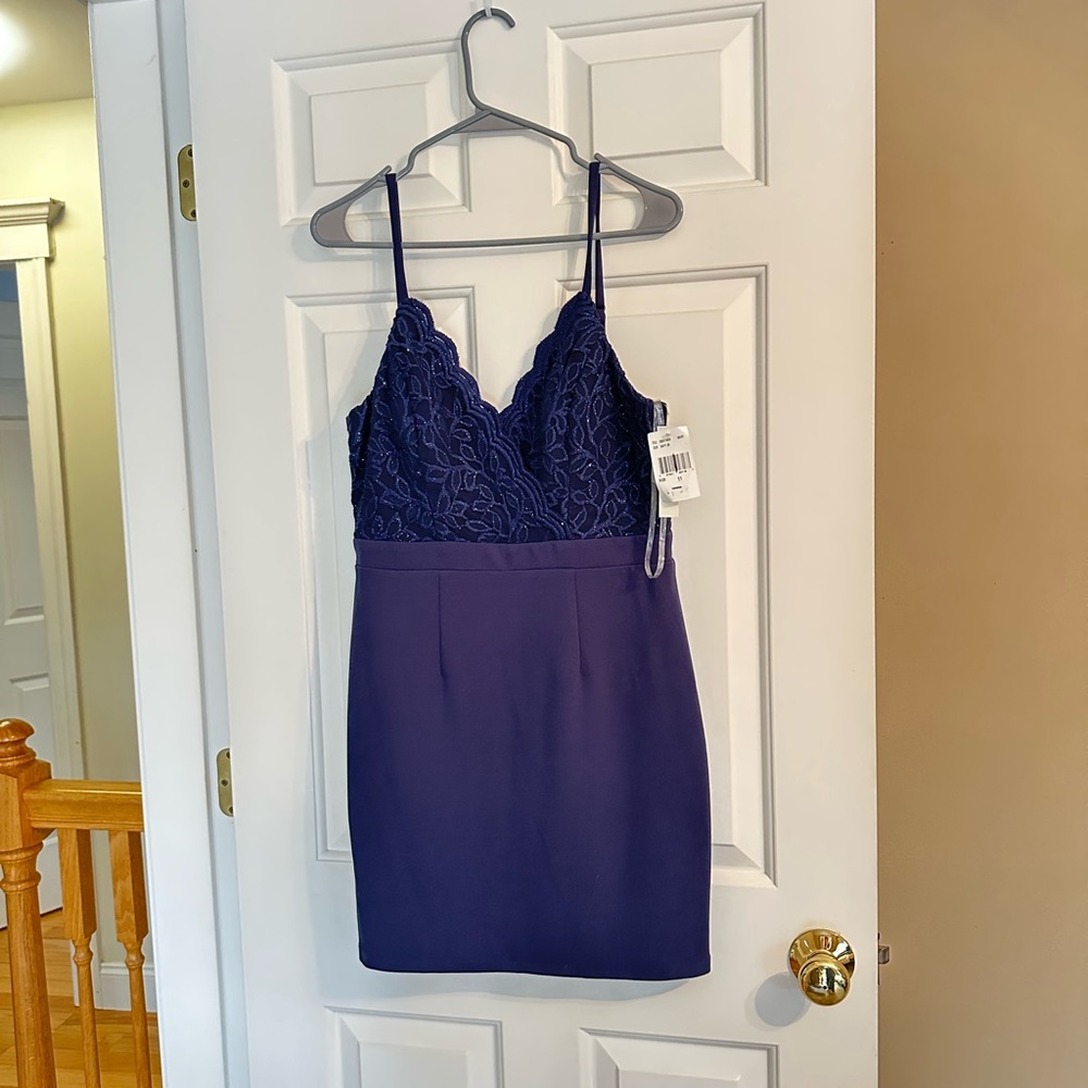 Xtraordinary Navy Lace Bust Mini Dress